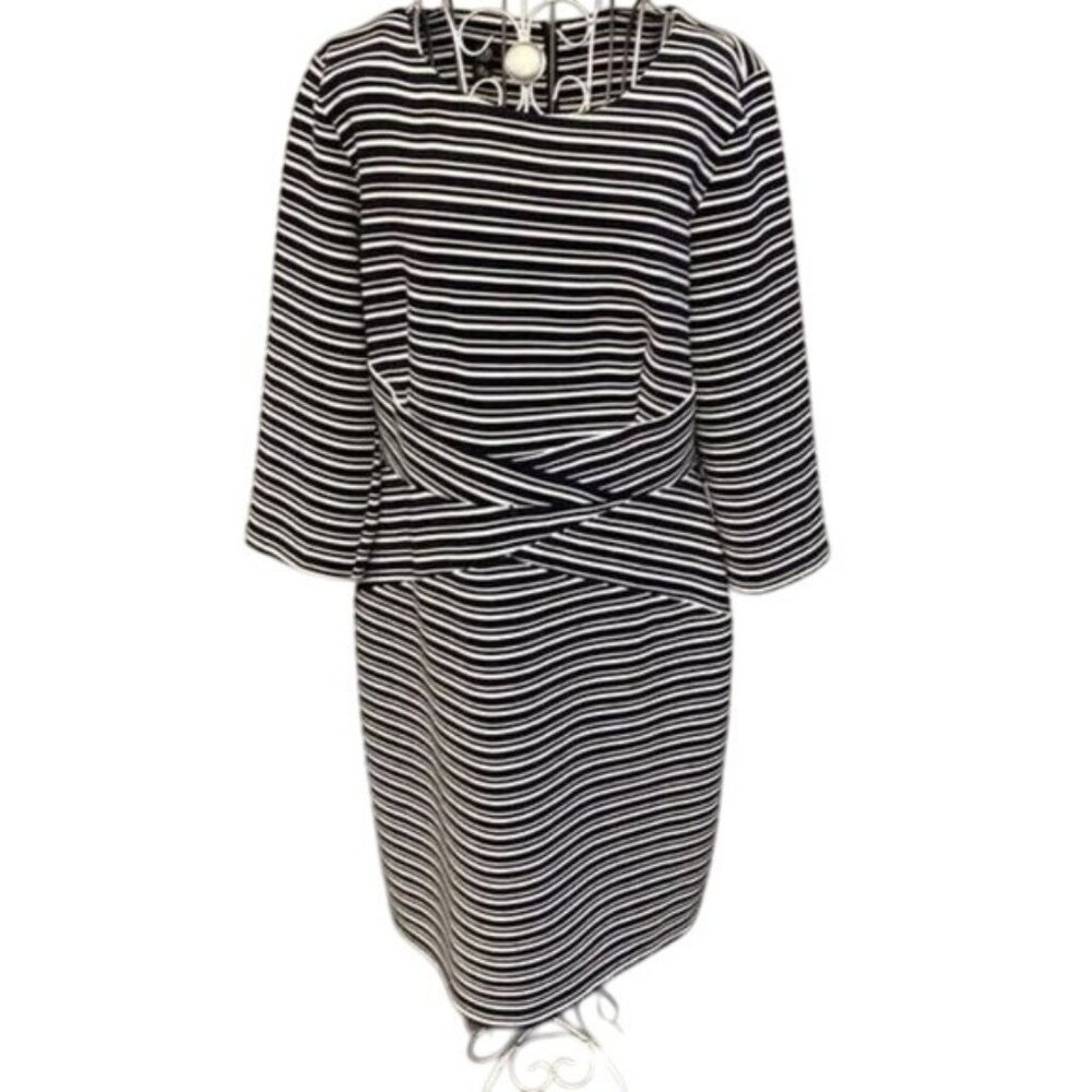 AGB Womens Striped Dress Size 14 Black & White